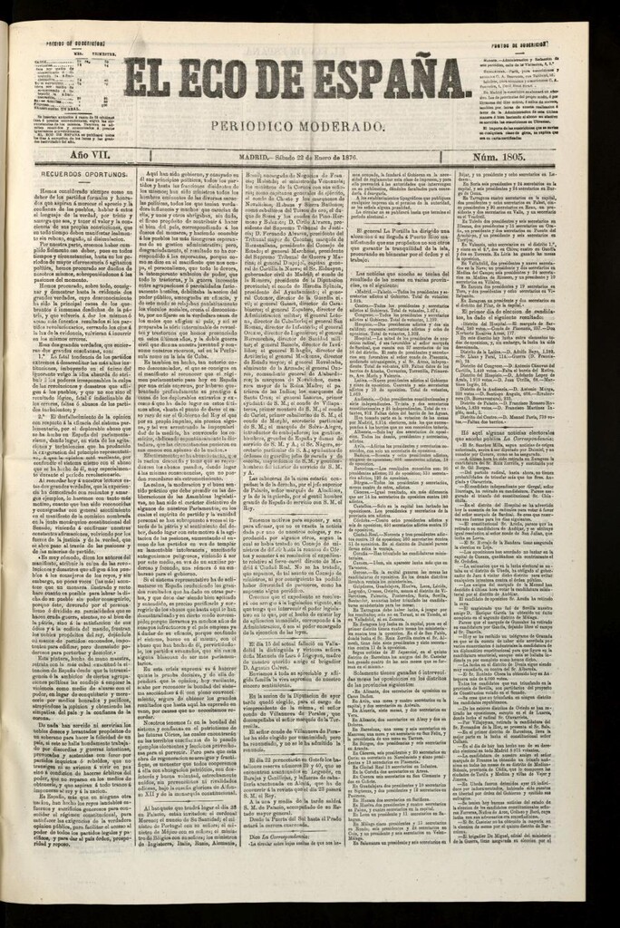 Miniatura de El Eco de España del 22 de enero de 1876