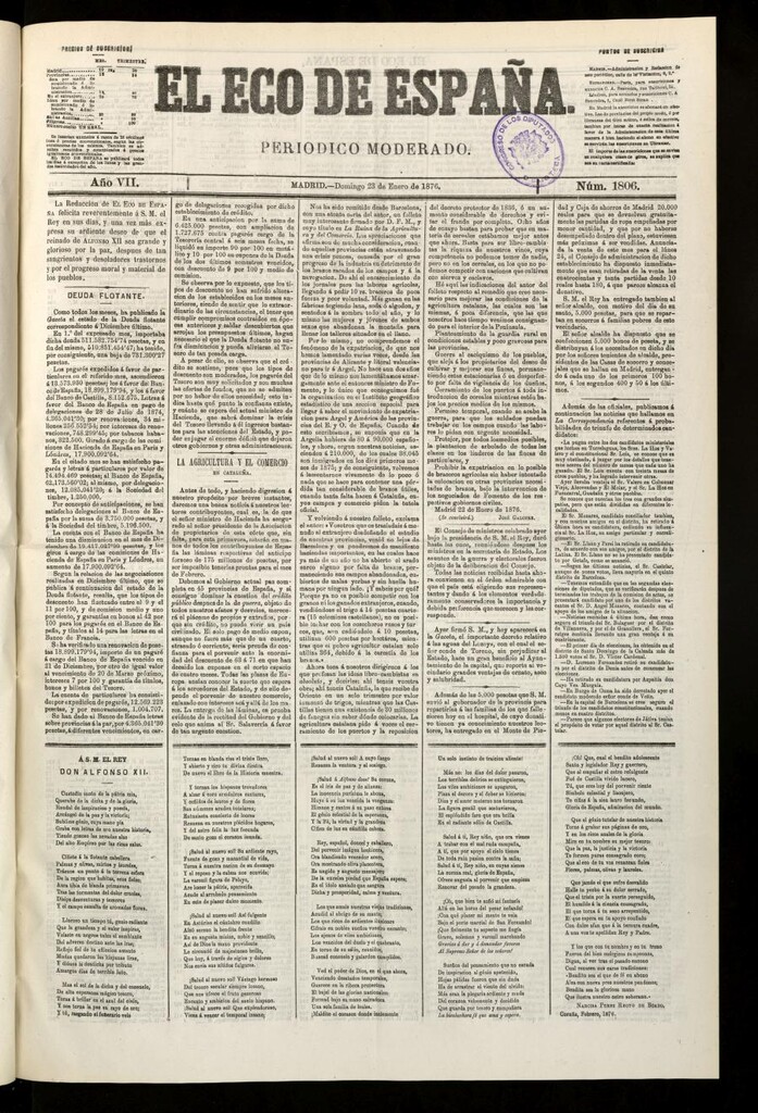 Miniatura de El Eco de España del 23 de enero de 1876