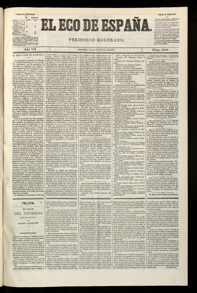 Miniatura de El Eco de España del 27 de enero de 1876