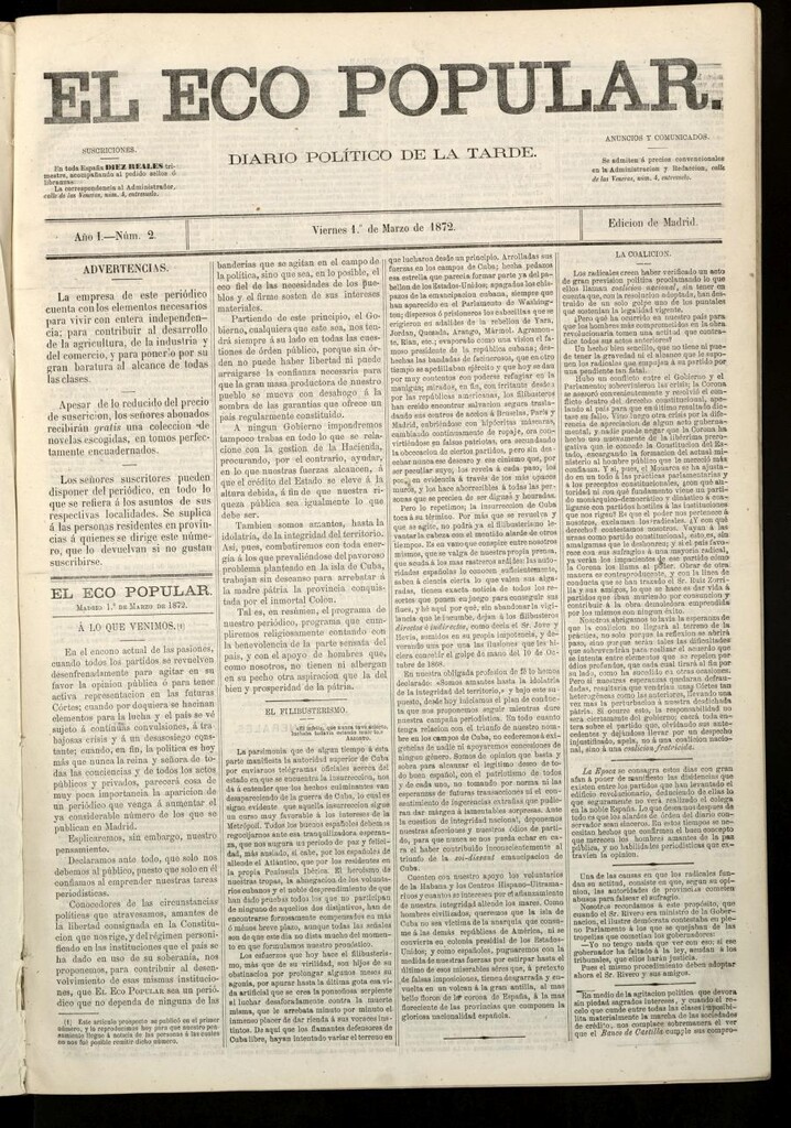 Miniatura de El Eco Popular del 1 de marzo de 1872