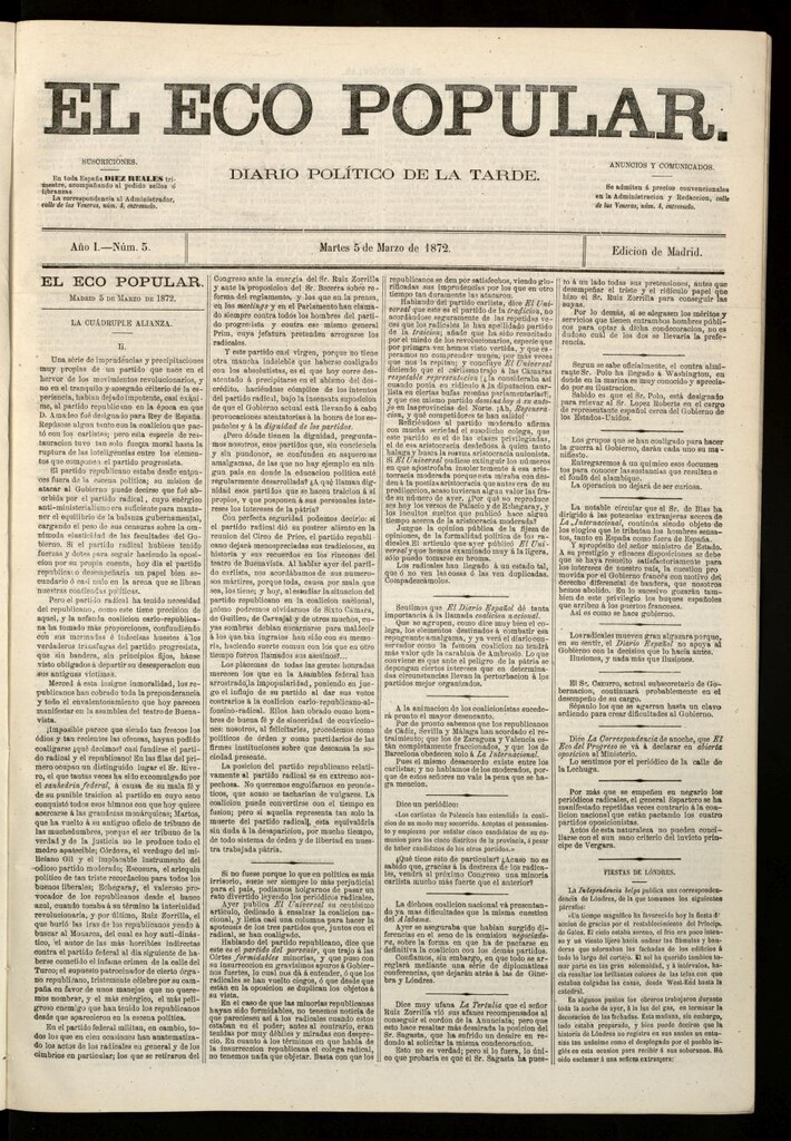 Miniatura de El Eco Popular del 5 de marzo de 1872