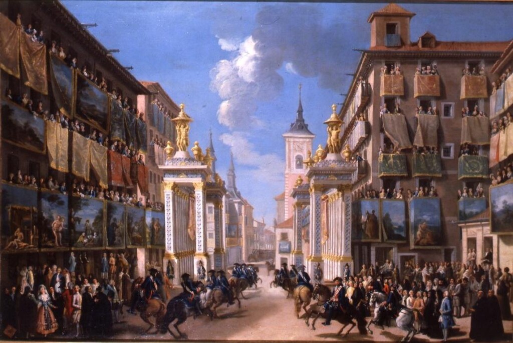 Miniatura de Ornatos de la calle de las Platerías con motivo de la entrada en Madrid de Carlos III