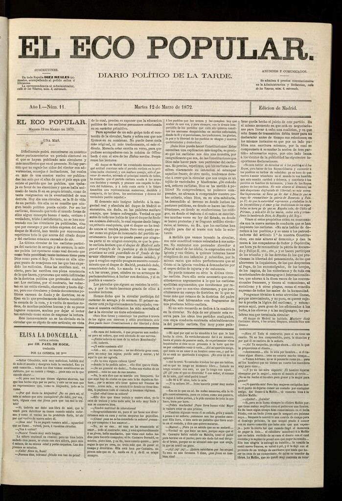 Miniatura de El Eco Popular del 12 de marzo de 1872