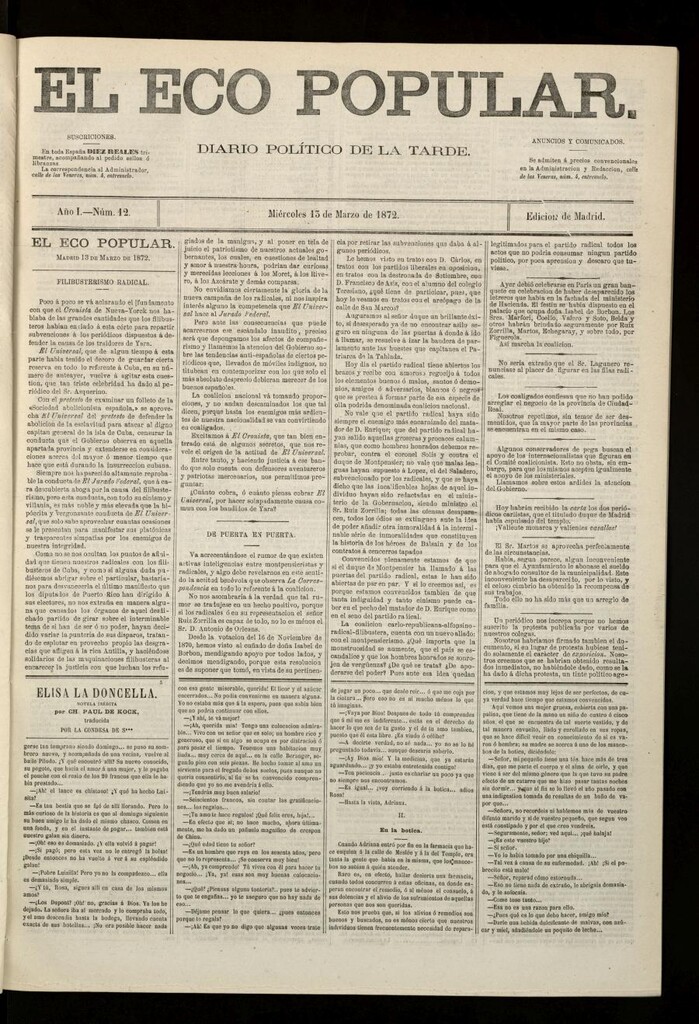 Miniatura de El Eco Popular del 13 de marzo de 1872