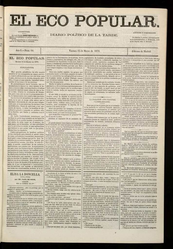 Miniatura de El Eco Popular del 15 de marzo de 1872