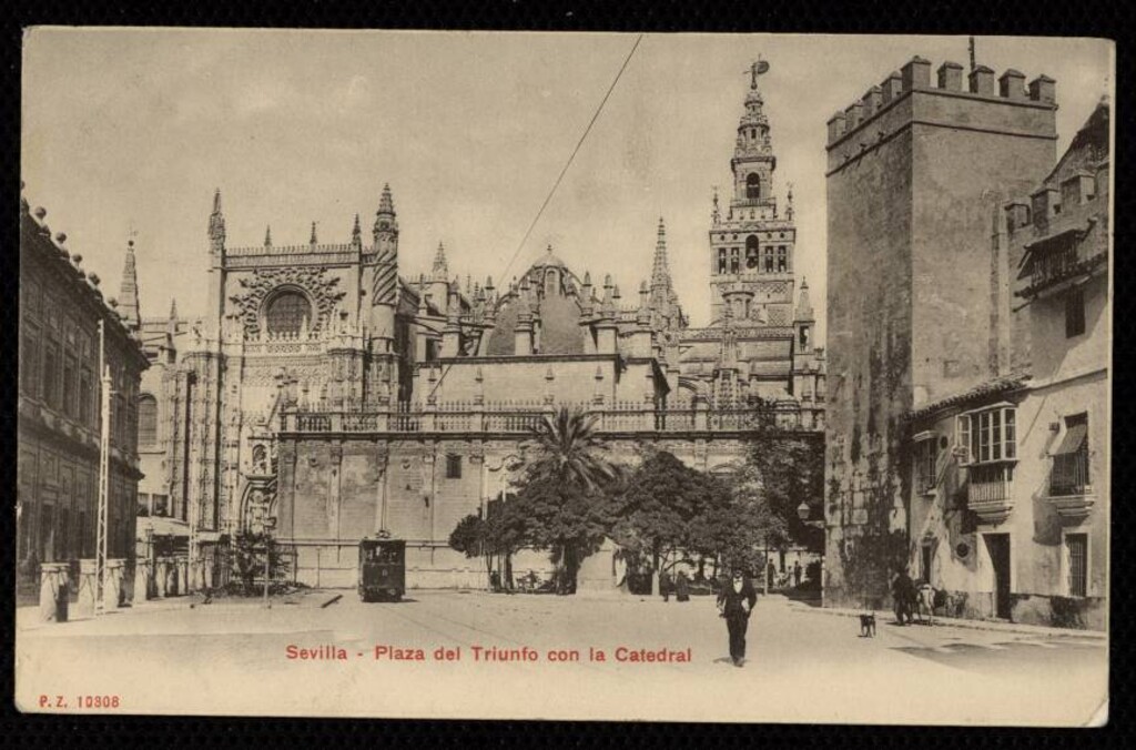 Miniatura de Sevilla. Plaza del Triunfo con la Catedral