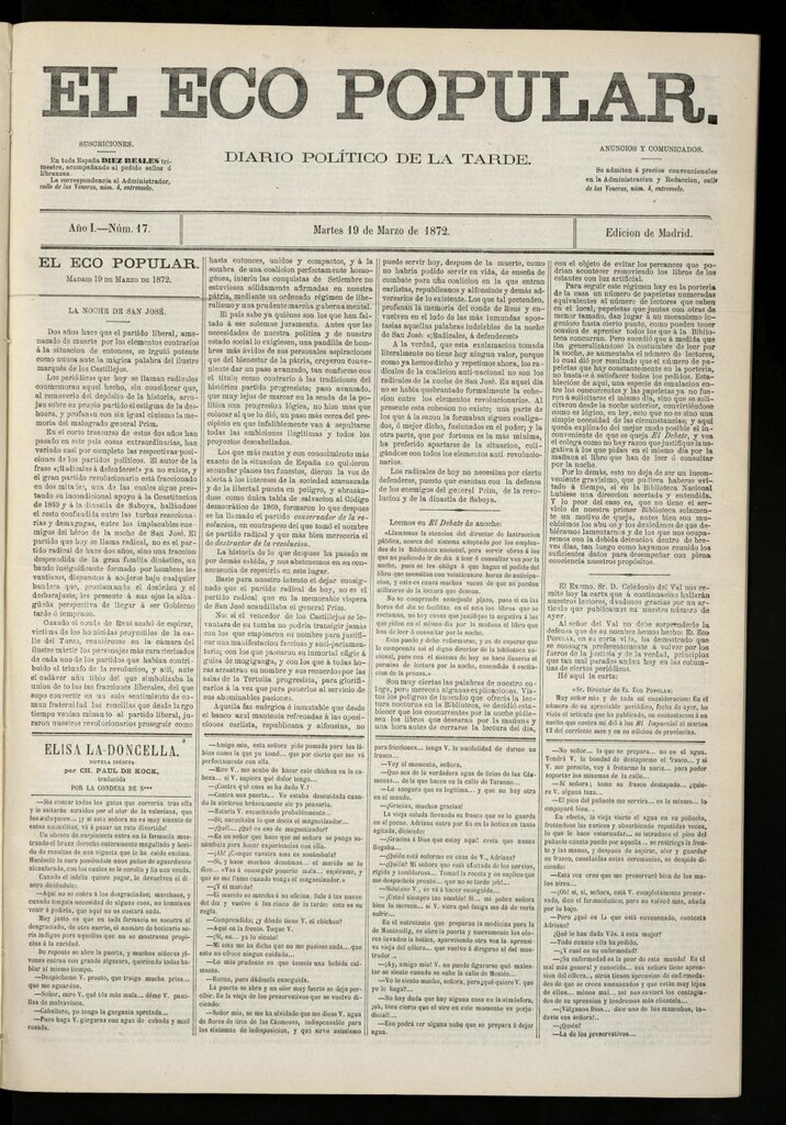 Miniatura de El Eco Popular del 19 de marzo de 1872