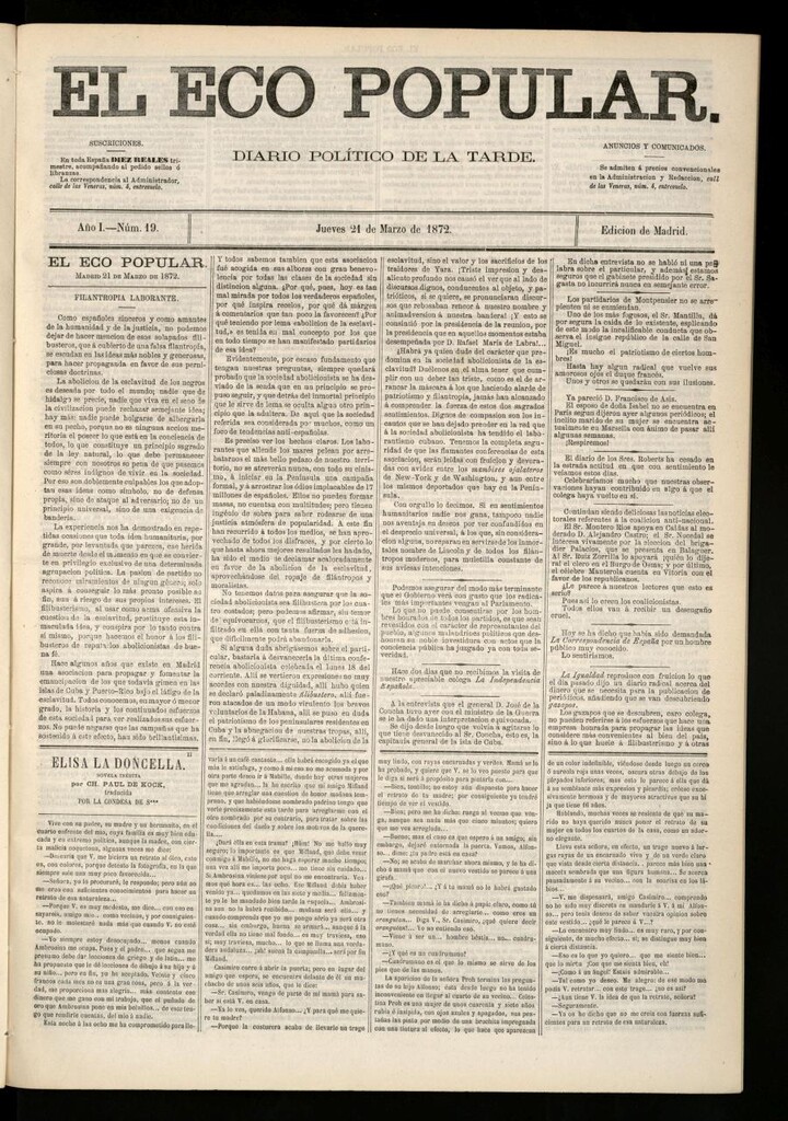 Miniatura de El Eco Popular del 21 de marzo de 1872