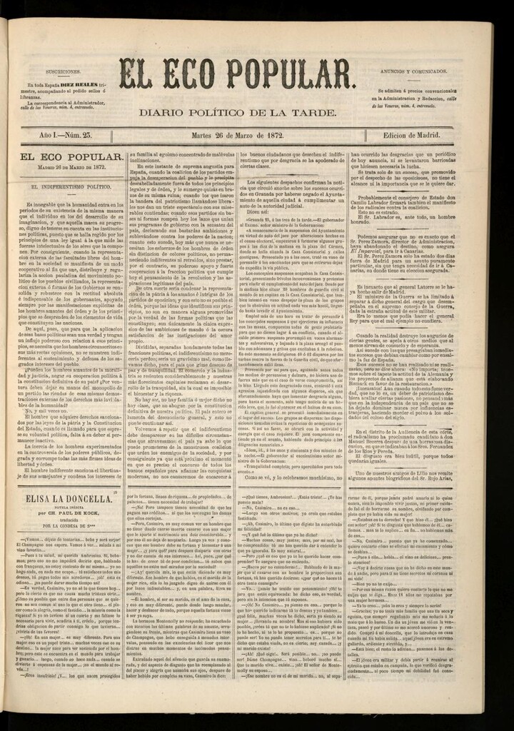 Miniatura de El Eco Popular del 26 de marzo de 1872