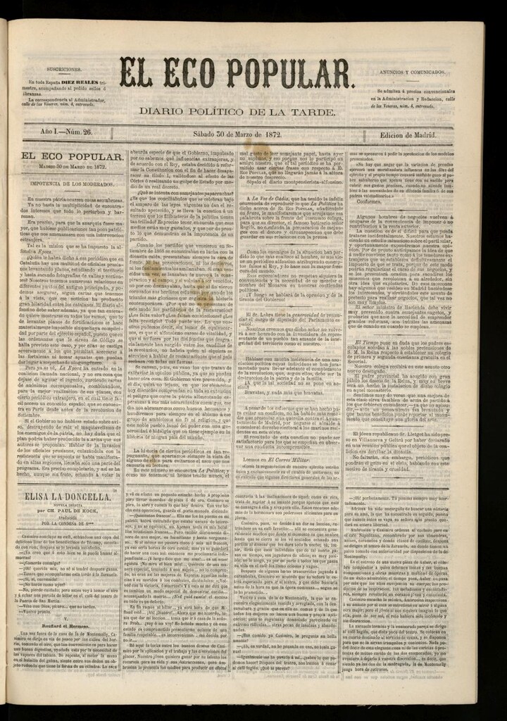 Miniatura de El Eco Popular del 30 de marzo de 1872