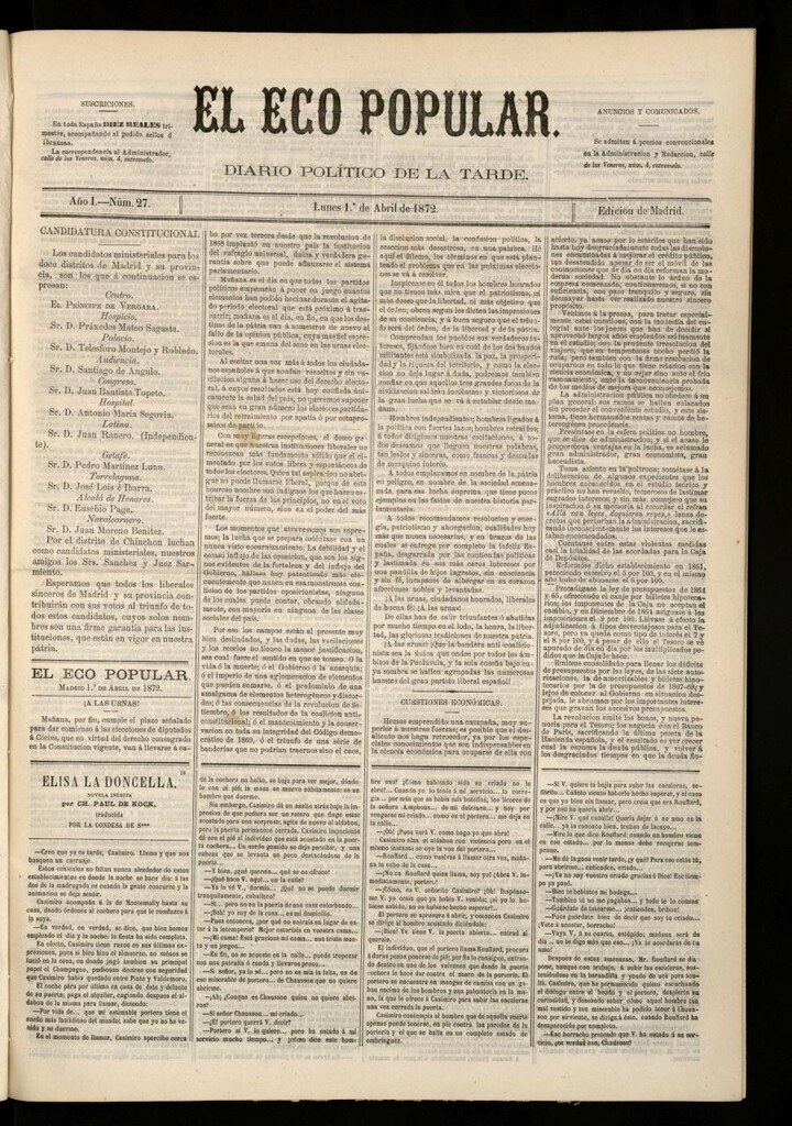 Miniatura de El Eco Popular del 1 de abril de 1872