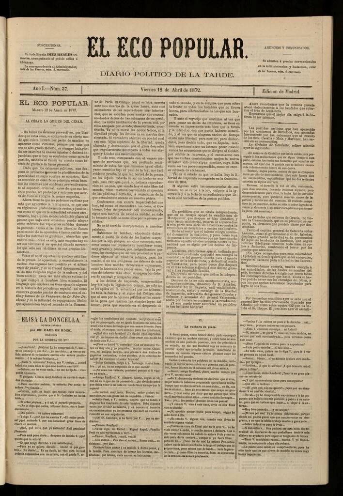 Miniatura de El Eco Popular del 12 de abril de 1872