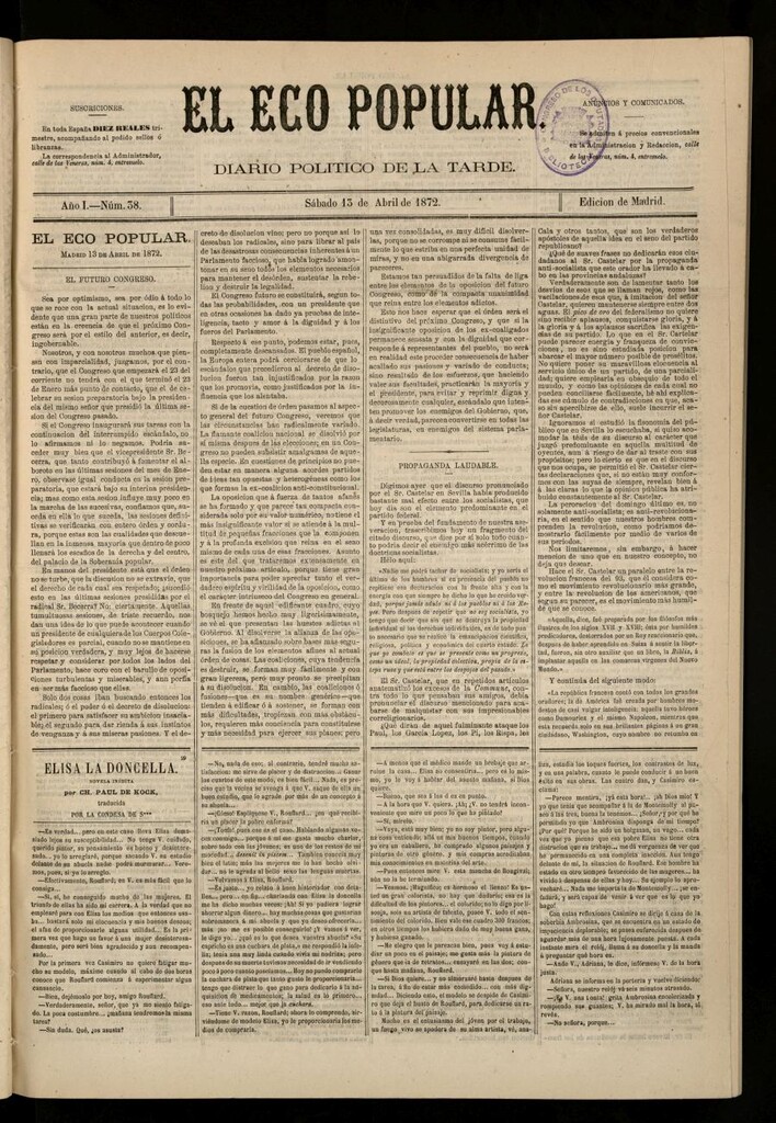 Miniatura de El Eco Popular del 13 de abril de 1872