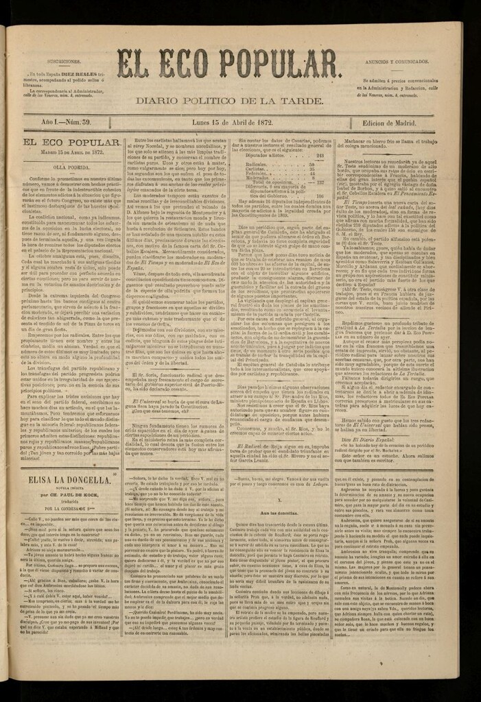 Miniatura de El Eco Popular del 15 de abril de 1872
