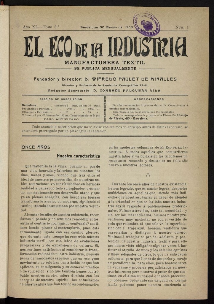 Miniatura de El Eco de la Industria del 30 de enero de 1908