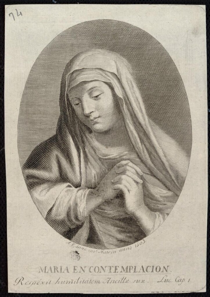 Miniatura de Maria en contemplación
