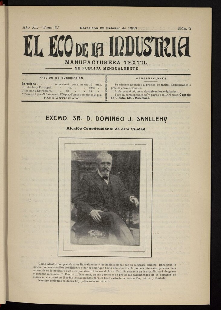Miniatura de El Eco de la Industria del 29 de febrero de 1908