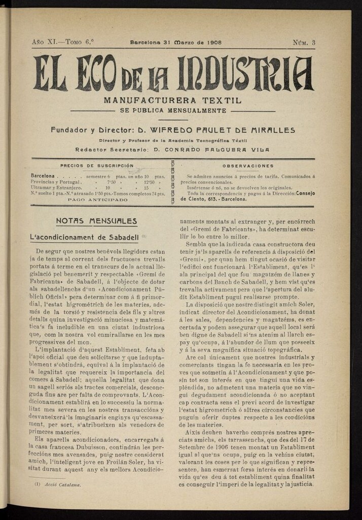Miniatura de El Eco de la Industria del 31 de marzo de 1908