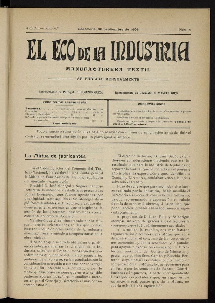 Miniatura de El Eco de la Industria del 30 de septiembre de 1908