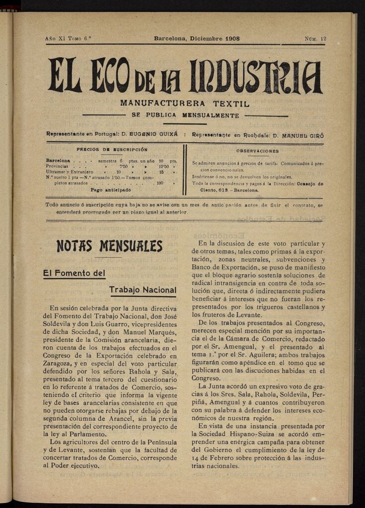 Miniatura de El Eco de la Industria del 30 de diciembre de 1908