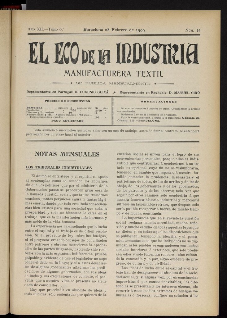 Miniatura de El Eco de la Industria del 28 de febrero de 1909
