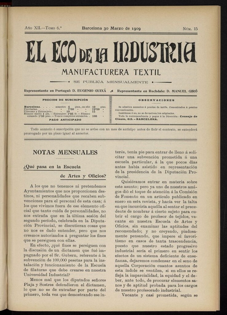 Miniatura de El Eco de la Industria del 30 de marzo de 1909