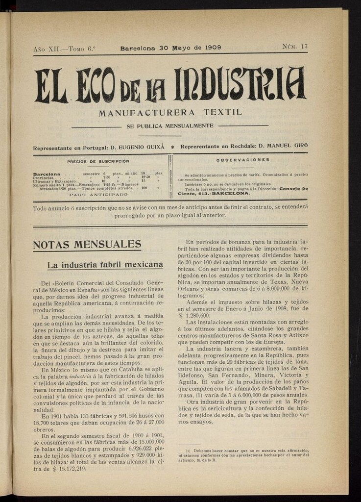 Miniatura de El Eco de la Industria del 30 de mayo de 1909
