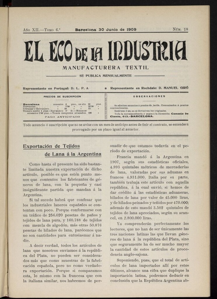 Miniatura de El Eco de la Industria del 30 de junio de 1909
