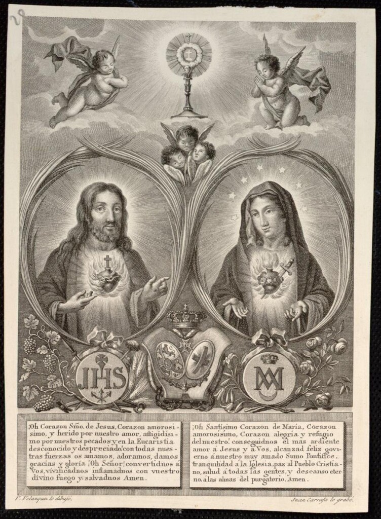 Miniatura de Sagrados Corazones de Jesús y María