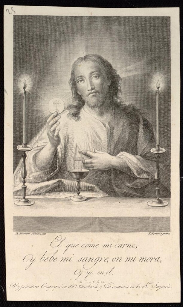 Miniatura de Jesucristo en la Eucaristía