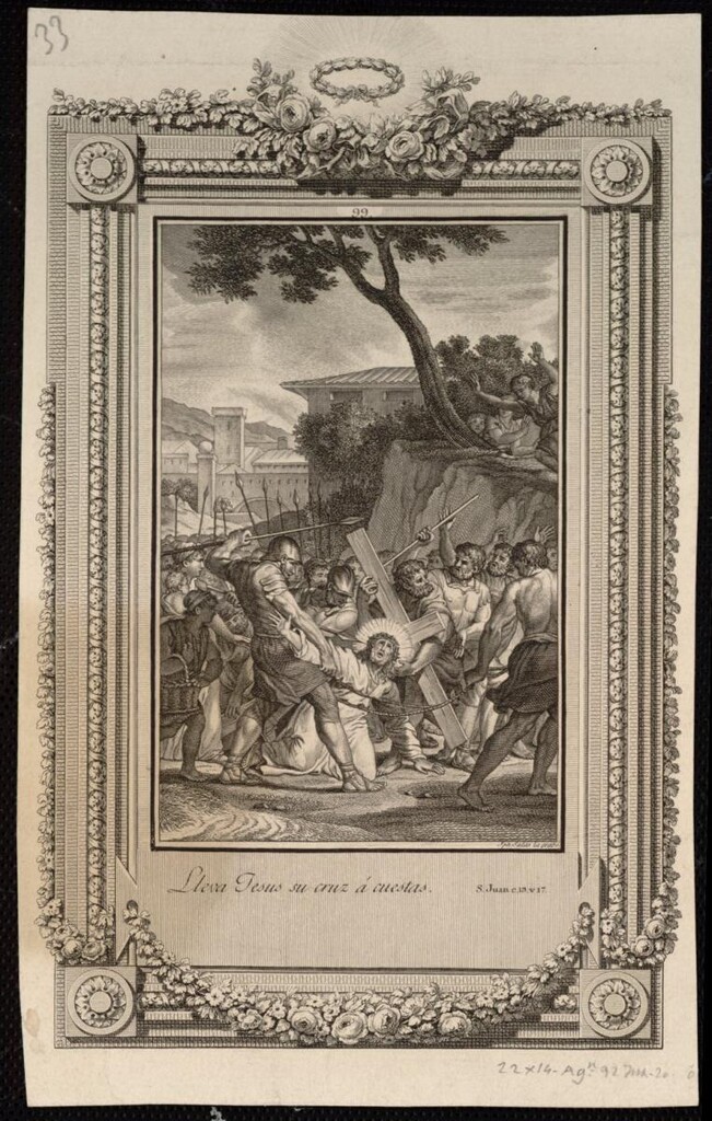 Miniatura de Jesús llevando la cruz