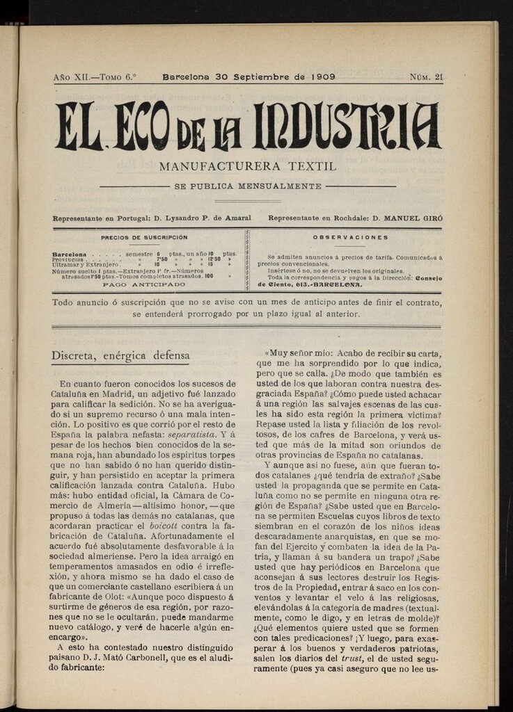 Miniatura de El Eco de la Industria del 30 de septiembre de 1909