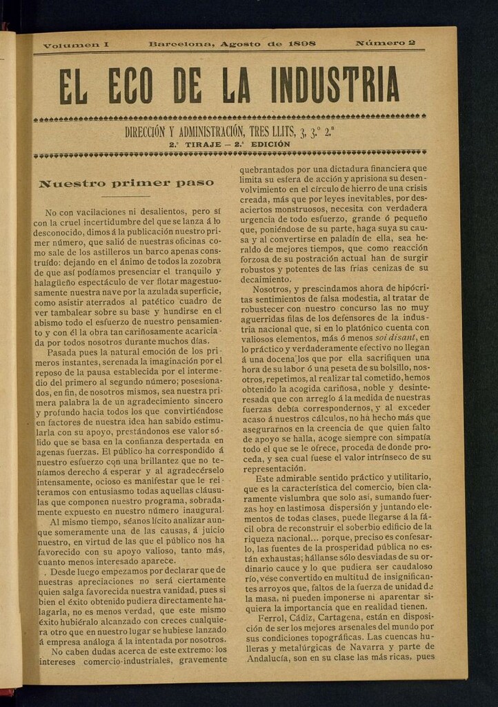 Miniatura de El Eco de la Industria de agosto de 1898