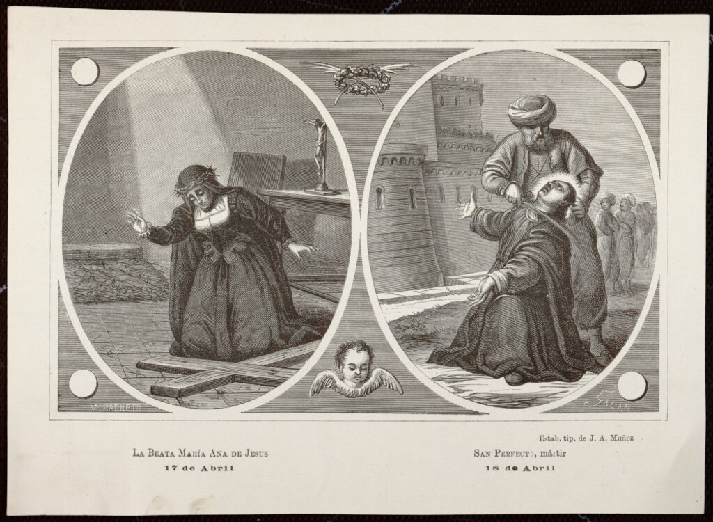 Miniatura de La Beata María Ana de Jesus; San Perfecto, mártir