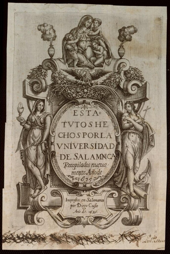 Miniatura de Portada de los Estatutos de la Universidad de Salamanca