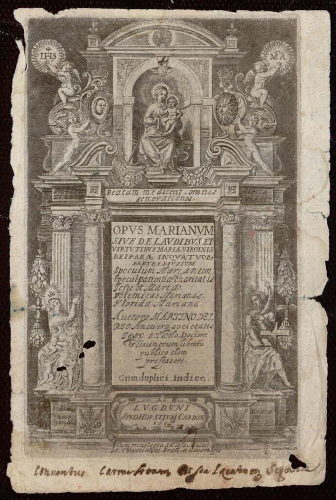 Miniatura de Frontispicio de “Opus Marianum” de Martín Antonio del Río