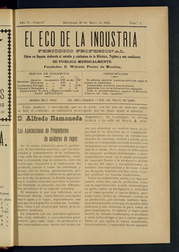 Miniatura de El Eco de la Industria de mayo de 1902
