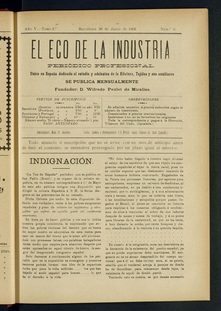 Miniatura de El Eco de la Industria de junio de 1902