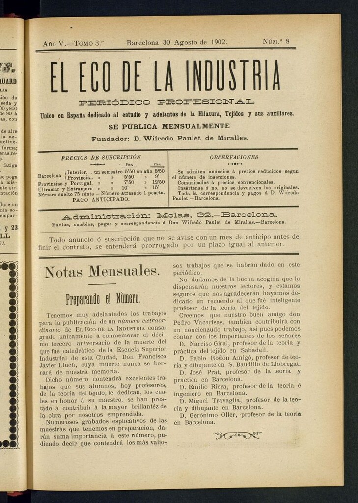 Miniatura de El Eco de la Industria de agosto de 1902