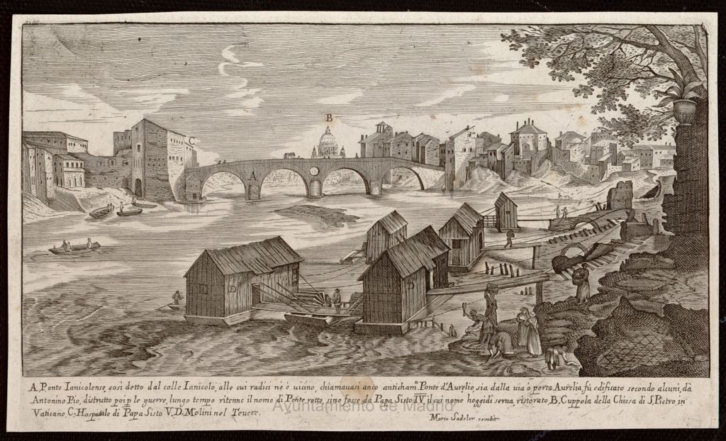 Miniatura de El puente del Janícolo sobre el Tíber. Roma