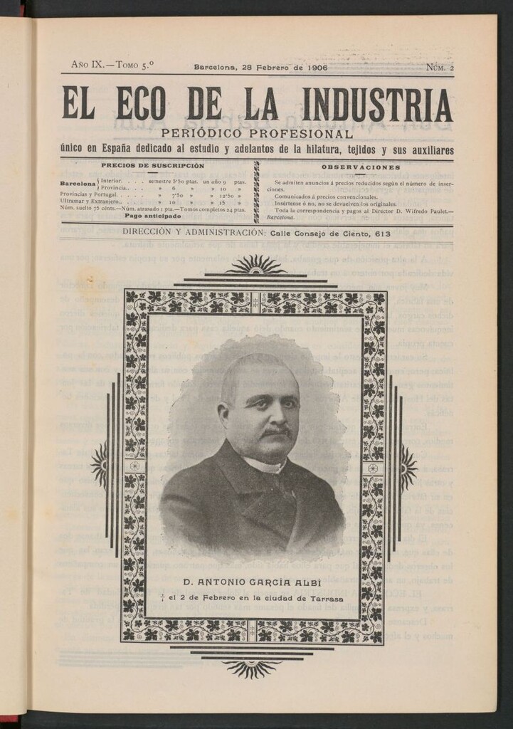 Miniatura de El Eco de la Industria de febrero de 1906