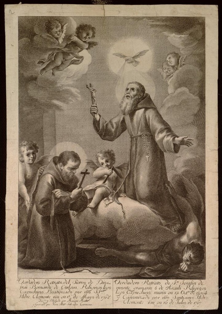 Miniatura de Beato Bernardo de Corleón y San Serafín de Monte Granario