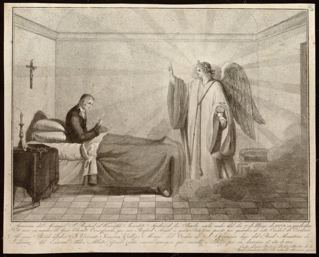 Miniatura de Aparición del Arcángel San Rafael al Venerable Andrés de las Roelas