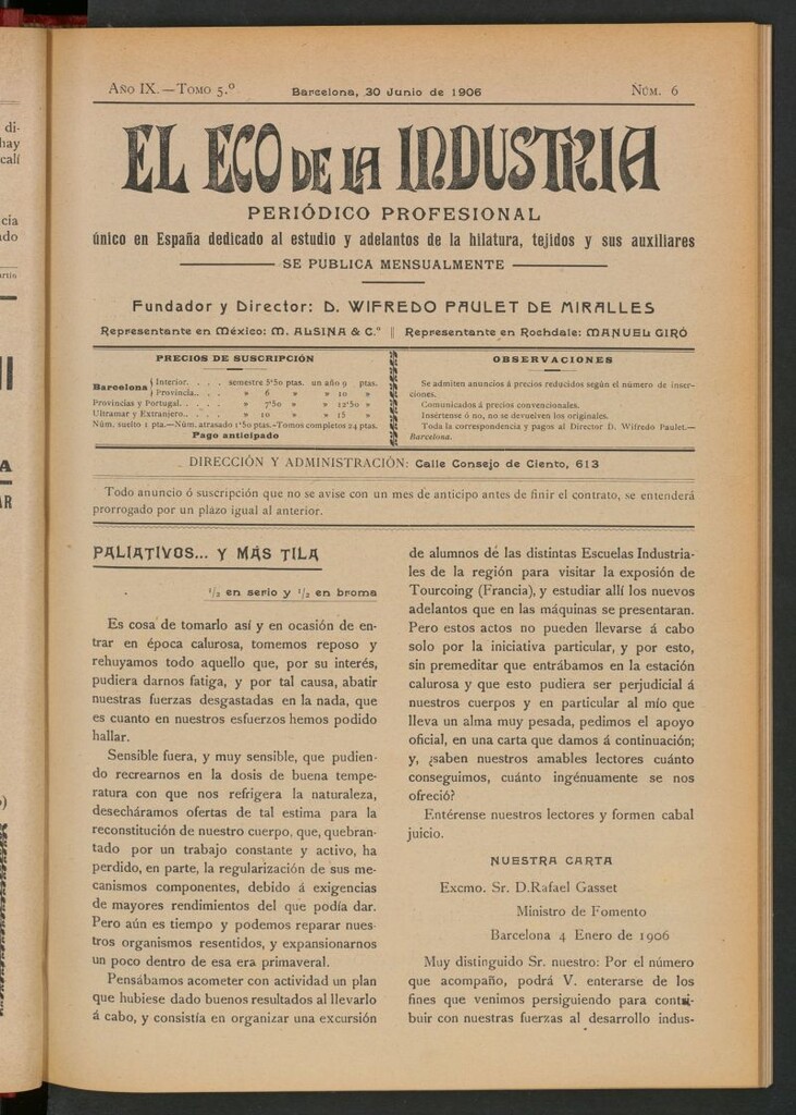 Miniatura de El Eco de la Industria de junio de 1906