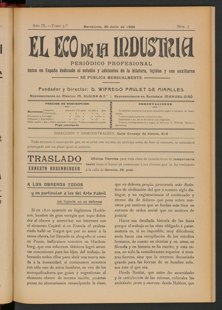Miniatura de El Eco de la Industria de julio de 1906
