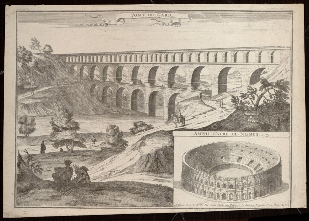 Miniatura de El acueducto del Gard y el anfiteatro de Nimes