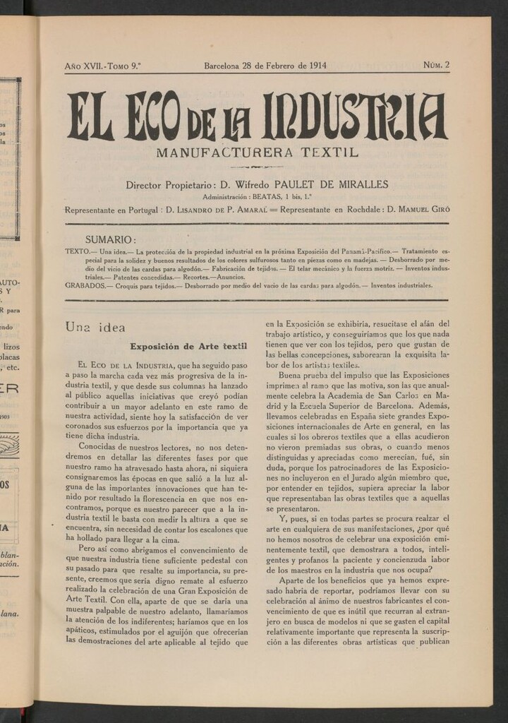 Miniatura de El Eco de la Industria de febrero de 1914