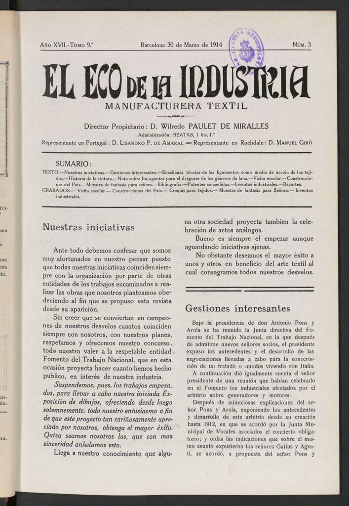 Miniatura de El Eco de la Industria de marzo de 1914