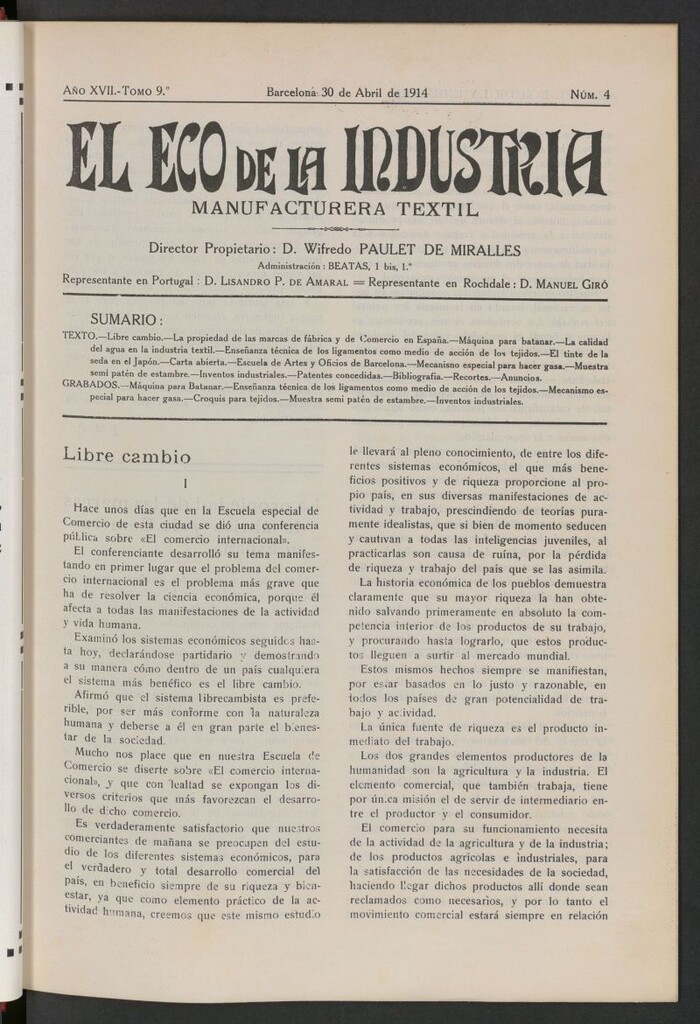 Miniatura de El Eco de la Industria de abril de 1914