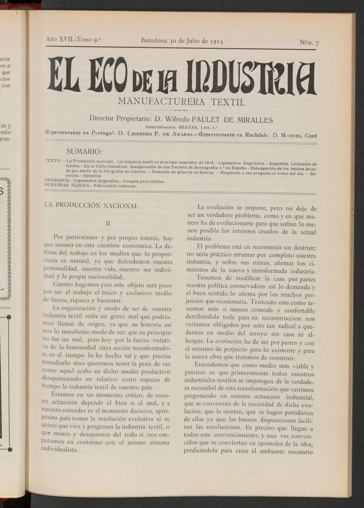 Miniatura de El Eco de la Industria de julio de 1914